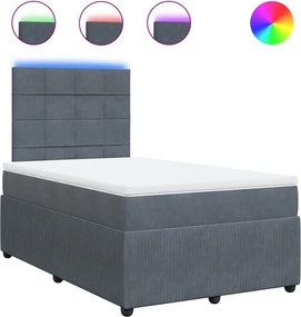 vidaXL sötétszürke bársony rugós ágy matraccal 120x190 cm