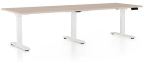 OfficeTech Hosszú, állítható magasságú asztal, 240 x 80 cm, fehér alap, tölgy