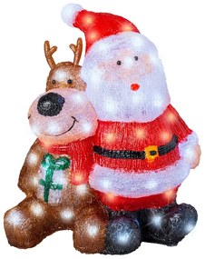 Santa and Reindeer Fénydekoráció, Lumineo, 34x18x40 cm, akril, színes