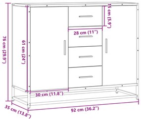 barna tölgy színű szerelt fa tálalószekrény 92 x 35 x 76 cm