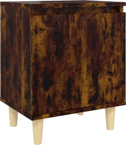 vidaXL füstös tölgy színű éjjeliszekrény tömör fa lábakkal 40x30x50 cm