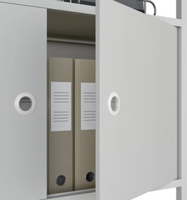 Iratrendező polc zárható szekrénnyel, irodai, nyitott polcok, fém szürke, 800x2200x400 mm: ARIEL