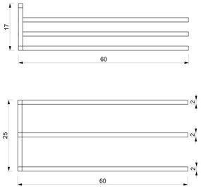Fali törölközőtartó 25x60 cm fekete