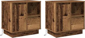 vidaXL Éjjeliszekrény fiókkal 2 pcs Öreg fa 50 x 34,5 x 50 cm Faanyag