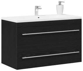 Fekete tölgy színű szerelt fa mosdószekrény 80 x 38,5 x 48 cm