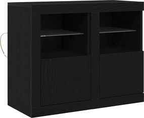 vidaXL LED tálaló 2 pcs Fekete tölgy 41 x 37 x 67 cm Faanyag
