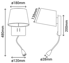 Fehér-bronzszínű fali lámpa – SULION