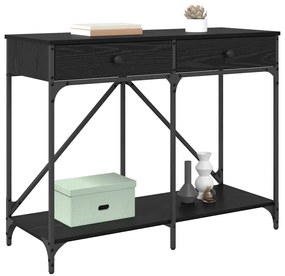 vidaXL Konzolasztal fiókkal Fekete tölgy 100 x 39 x 78,5 cm Faanyag