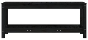 fekete tömör fenyőfa kerti pad 108x35x45 cm