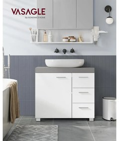 Mosdó alatti szekrény, fürdőszobai szekrény 30 × 70 × 64 cm，fehér–szürke