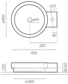 Bathco 00339 - Ráépíthető mosdó ICONO 40x45 cm kő/szürke