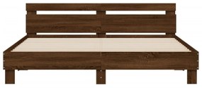 barna tölgy színű ágykeret fejtámlával és LED-del 160 x 200 cm