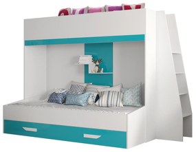 Kombinált gyerekágy 90 cm Puro 17 (matt fehér + fényes fehér + fényes türkiz). 1087112