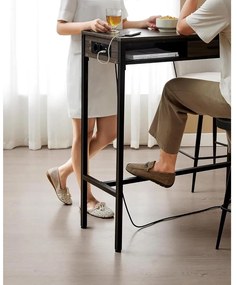 Bárasztal, magas konzolasztal töltőállomással és szövet fiókkal, barna