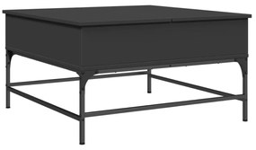 fekete szerelt fa és fém dohányzóasztal 80 x 80 x 45 cm