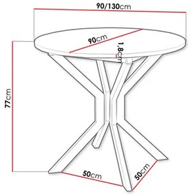 Széthúzható étkezőasztal 90 cm Kertare M 90 (arany craft tölgy + fekete) (2-4 személy részére). 1105352