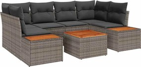 vidaXL Kerti Kanapé Szett párnával 6 pcs Szürke Poli rattan