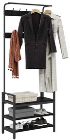 Kabáthorog polcokkal Musta tammi 75 x 34 x 184 cm Faanyag
