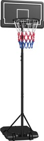 SPORTNOW Állítható Kosárlabda Gyűrű Állvánnyal Kerekekkel és Törésálló Háttámlával, 182-213 cm Kosárlabda Háttámla Állvány, Felnőtteknek, Acél | Aosom