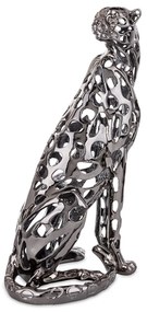 Figura Leopard Ezüst 43x22x18cm
