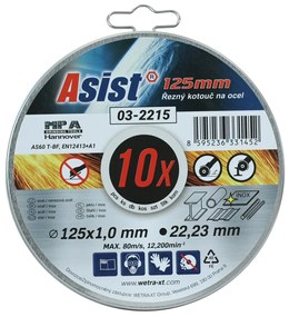 Acél/INOX vágókorong-készlet 125 x 1mm, 10db fémdobozban ASIST 03-2215