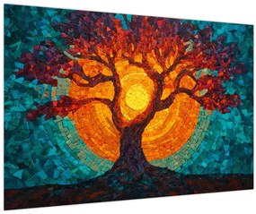 Kép - Az élet fája és a nap mozaikban (90x60 cm)