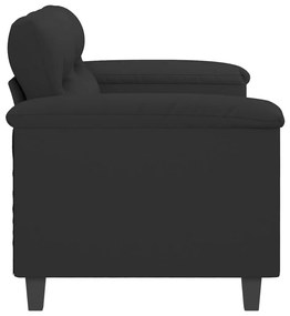 kétszemélyes fekete mikroszálas szövetkanapé 140 cm