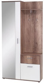 Justus Előszobafal - fehér/Country tölgy