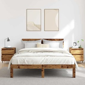 2 db antik fa színű szerelt fa éjjeliszekrény 40 x 35 x 50 cm