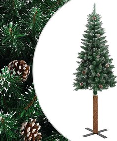 vidaXL zöld vékony karácsonyfa valódi fával és fehér hóval 180 cm