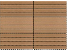 Terasz csempe Wpc Barna 60x30 cm, 6 db