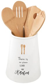 Porcelán fakanáltartó 5 db bambusz konyhai eszközzel KITCHEN Elements