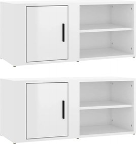 vidaXL 2 db magasfényű fehér szerelt fa TV-szekrény 80x31,5x36 cm