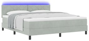 Boxspring Ágy Mattal és LED Fénnyel Szürke 180x200 cm Bársonyos