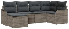 vidaXL Kerti Kanapé Szett párnával 6 pcs Szürke Poli rattan