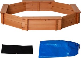 Outsunny Fa Gyermek Homokozó Nyolcszögletű Homokozó Poliészter és Nem Szőtt Anyag Borítással, Játszóhely a 3-8 Éves Gyerekeknek Teraszra Kertekbe 139,