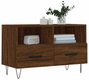 barna tölgyszínű szerelt fa TV-szekrény 80 x 36 x 50 cm