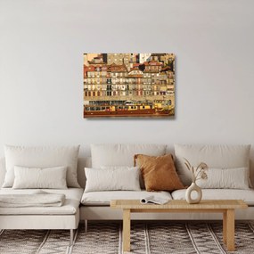Üveg kép - Vízparti negyed, Portugália (70x50 cm)