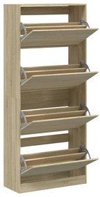 sonoma tölgy cipőszekrény 4 kihajtható fiókkal 80x34x187,5 cm