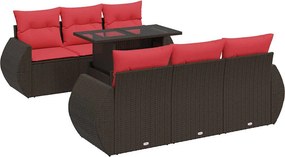 vidaXL 7 részes barna polyrattan akácfa kerti ülőgarnitúra párnákkal