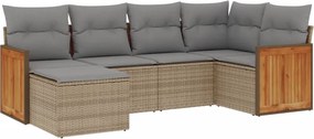 vidaXL 6 részes bézs polyrattan kerti ülőgarnitúra párnával