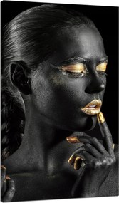 Vászonkép Fekete Nő Arany Száj Szemek Kívül 70x120 cm