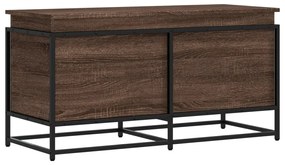 barna tölgy színű szerelt fa tárolóláda fedéllel 100x40x51,5 cm