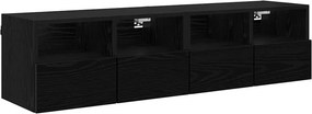 vidaXL TV Fali Szekrények 2 pcs Fekete tölgy 60 x 30 x 30 cm Faanyag