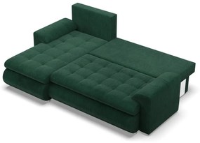 Tokio sarokkanapé, 2 ágyneműtartóval, kordbársony, baloldali, zöld