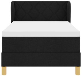 Fekete Boxspring Ágy Matracal, 100x200 cm, Szövet