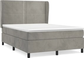 vidaXL világosszürke bársony rugós ágy matraccal 140x190 cm