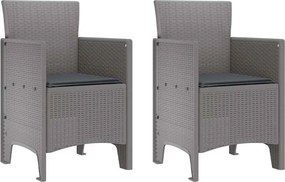 vidaXL Kerti Szék 2 pcs Világosszürke 53 x 49 x 85 cm Polipropilén