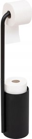 Ardoise WC-papír tartó állvány, fekete, szabadon álló, dekoratív tárolóval