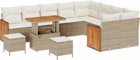 vidaXL Kerti Kanapé Szett párnával 13 pcs Beige és krém polirattan
